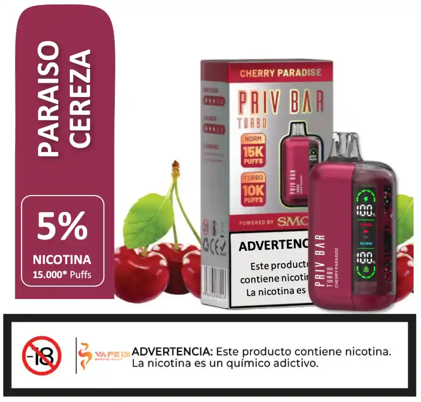 Vaporizador Priv Bar 15.000 Puffs Cherry Paradise