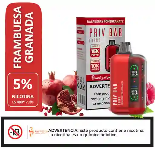 Vaporizador Priv Bar 15.000 Puffs Raspberry Powergranate