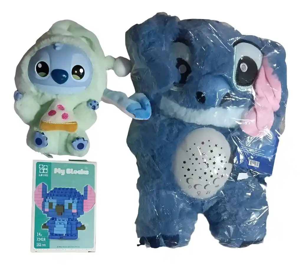 Combo Peluche Stich Sonidos Luces+llavero Y Armatodo