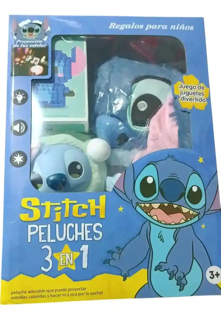 Combo Peluche Stich Sonidos Luces+llavero Y Armatodo