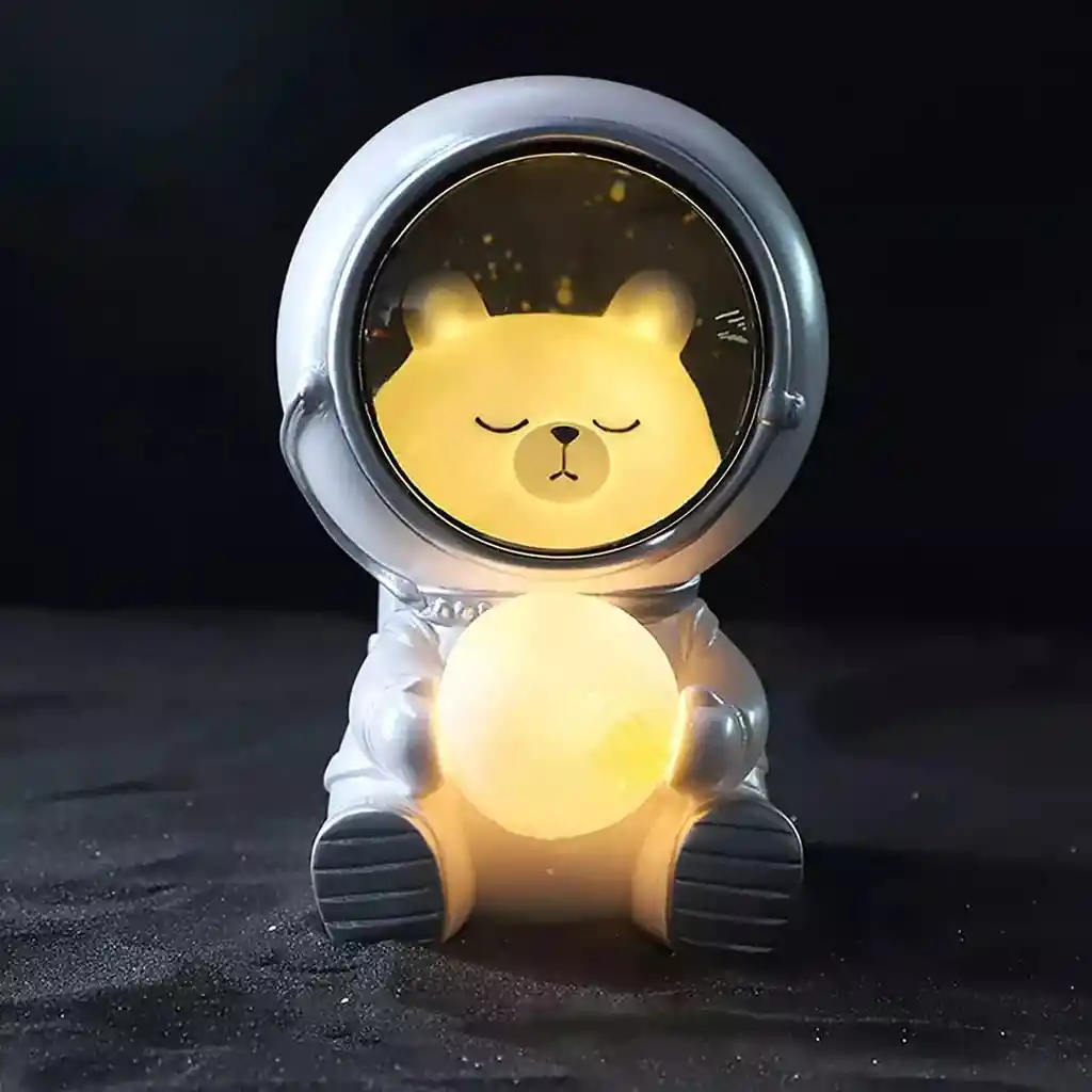 Lampara Nocturna De Mesa Oso Astronauta Led Decorativa