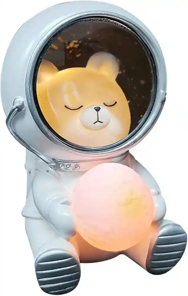 Lampara Nocturna De Mesa Oso Astronauta Led Decorativa