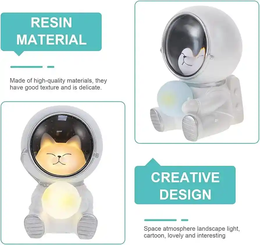 Lampara Nocturna De Mesa Oso Astronauta Led Decorativa