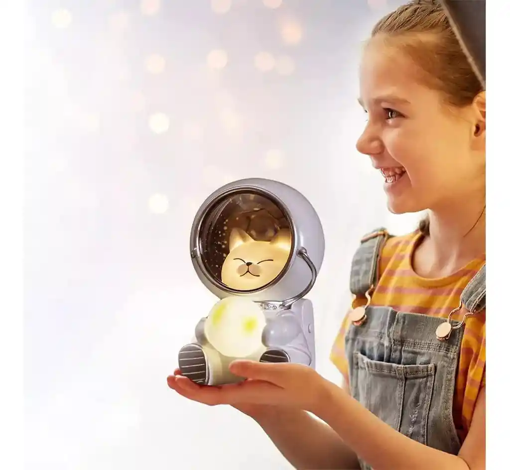 Lampara Nocturna De Mesa Oso Astronauta Led Decorativa