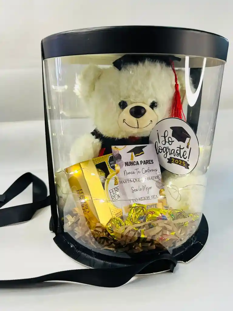 Regalo Detalle Sorpresa De Grado Peluche Oso Cilindro