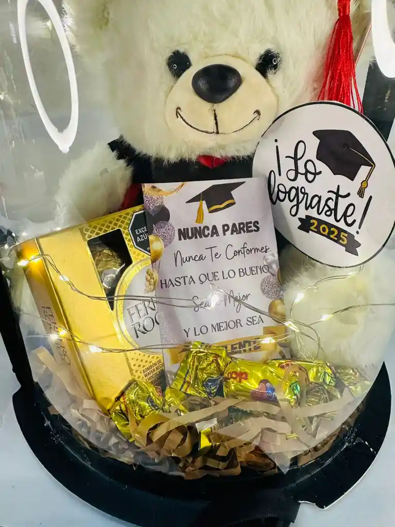 Regalo Detalle Sorpresa De Grado Peluche Oso Cilindro