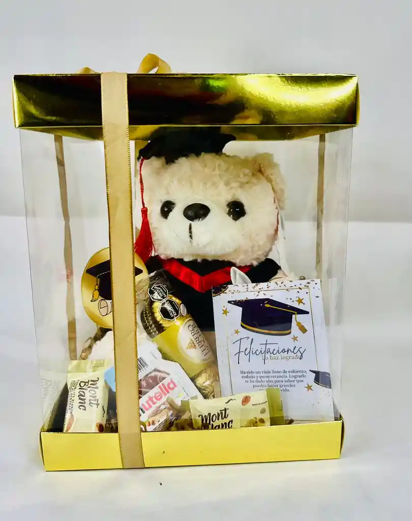 Regalo Detalle Sorpresa De Grado Peluche Oso Caja
