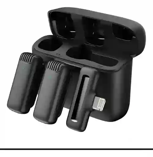 Micrófono Solapa Iphone Andoid Doble Estuche Recargable Inalámbrico