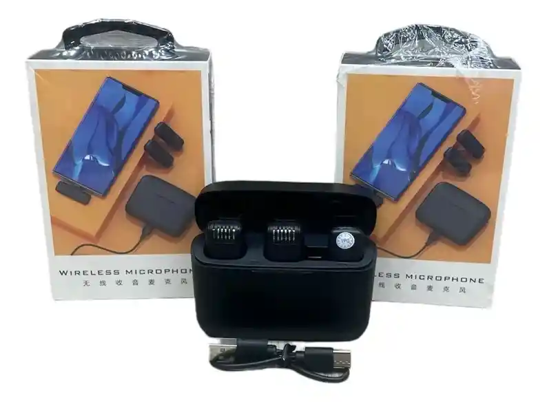Micrófono Solapa Iphone Andoid Doble Estuche Recargable Inalámbrico