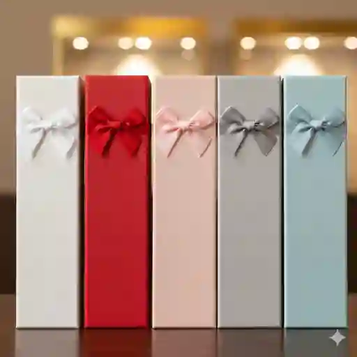 Caja De Regalo Para Joyas Larga 21×4 Cm – Estuche Elegante Para Collares Y Cadenas (varios Motivos Y Colores)
