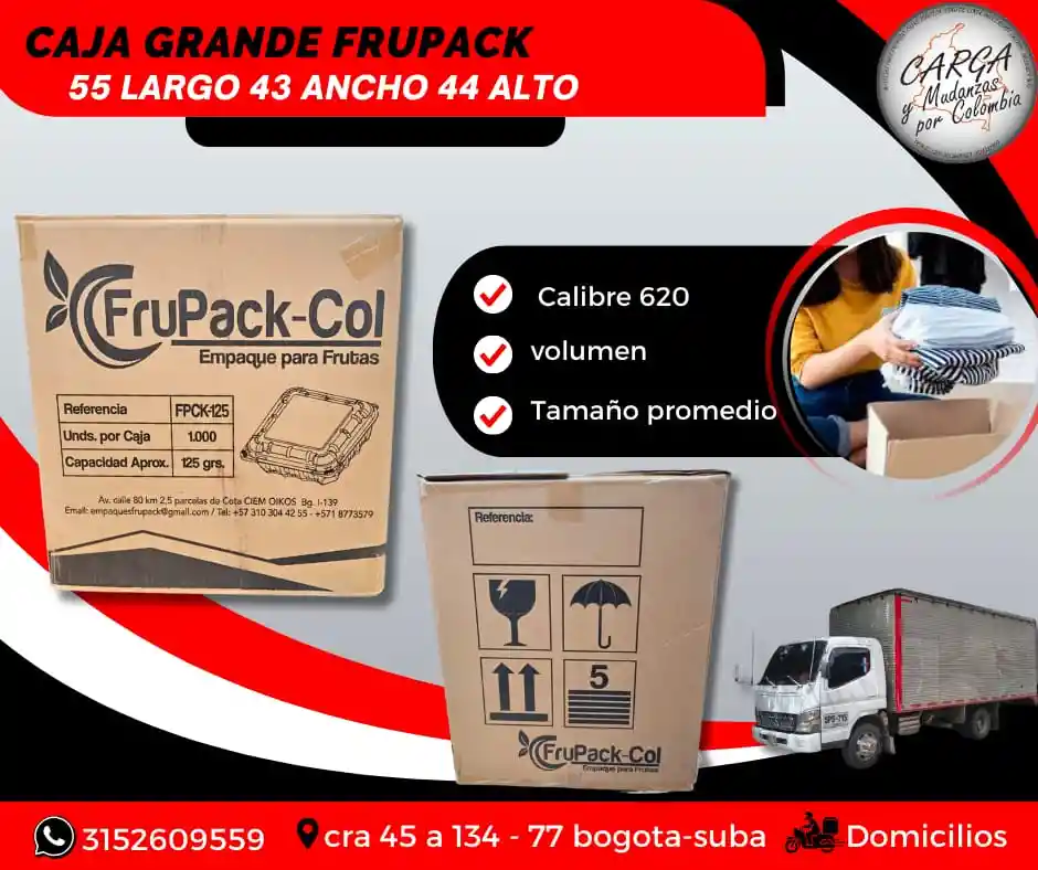 Caja De Carton Grande Frupack 50x32x36 - Embalaje Y Empaque Para Mudanza