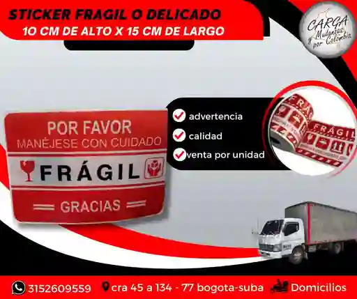 Stickers De Fragil O Delicado 10cm De Alto X15cm Largo-emapque Y Embalaje