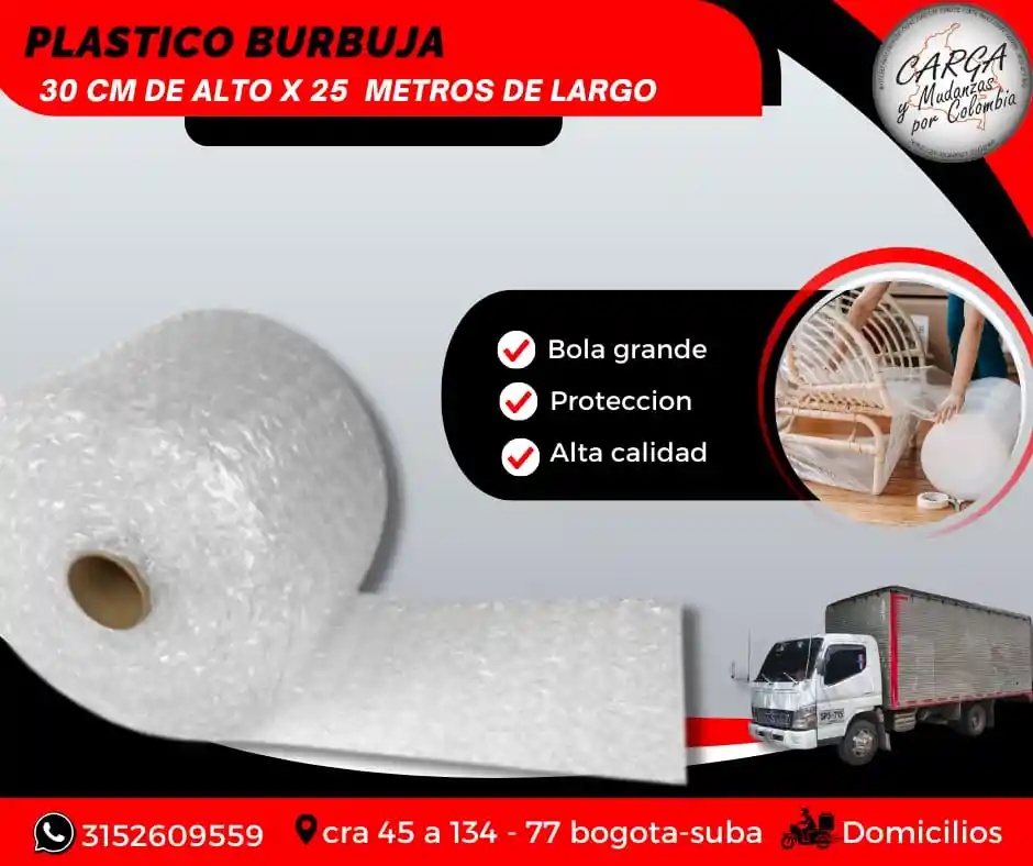 Plastico Burbuja O Papel Burbuja Por Rollo Bola Grande De 30cm De Alto X25mtrs De Largo Empaque Y Embalaje Para Mudanza
