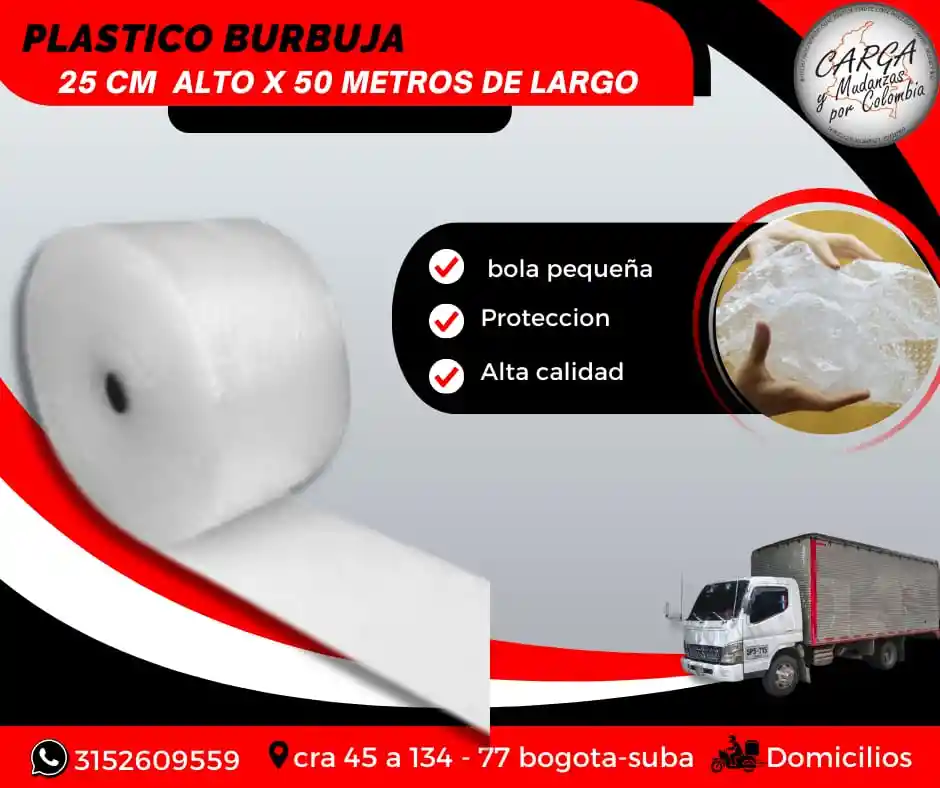 Plástico Burbuja-papel Burbuja Por Rollo De 25cm De Alto X 50 Mtrs De Largo Empaque Para Mudanza Y Embalaje