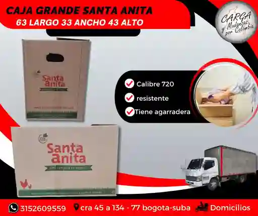 Caja De Carton Grande Santa Anita 63 Largo X33 Ancho X43 Alto - Empaque Para Mudanza Y Embalaje