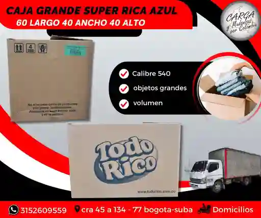 Caja De Carton Grande Super Rica Azul 60 Largo X40 Alto X40 Ancho - Embalaje Y Embalaje Para Mudanza