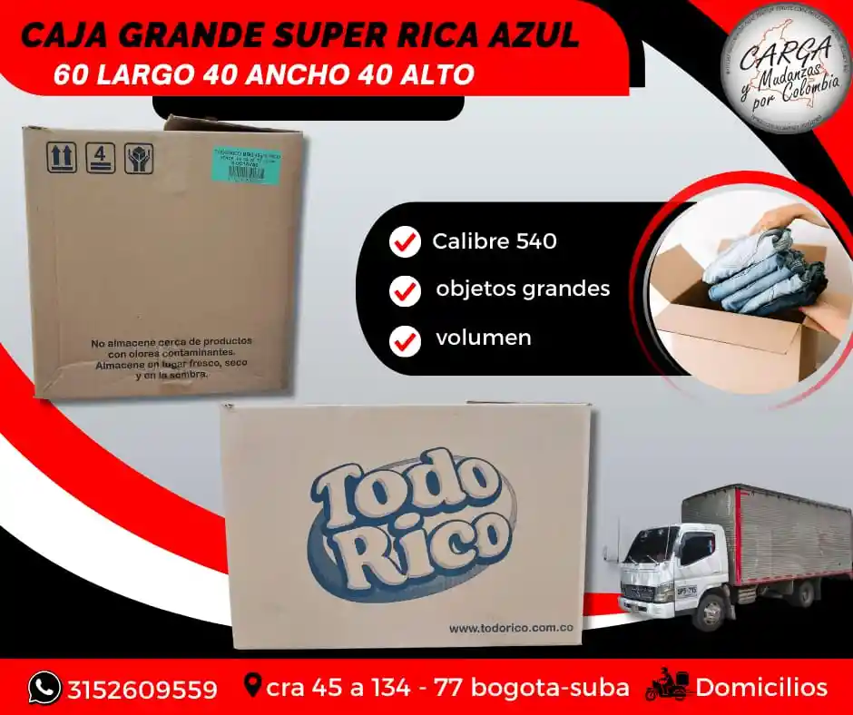 Caja De Carton Grande Super Rica Azul 60 Largo X40 Alto X40 Ancho - Embalaje Y Embalaje Para Mudanza
