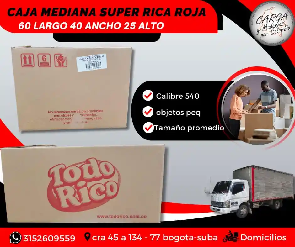 Caja De Carton Para Mudanza Super Rica Roja 60x40x30 - Embalaje Y Empaque