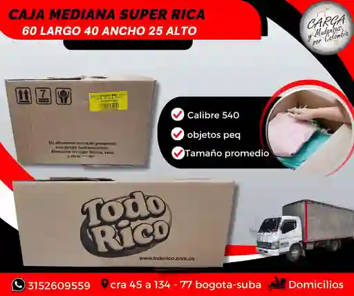 Caja De Carton Mediana Super Rica Negra 59x39x25 Para Mudanza - Empaque Y Embalaje