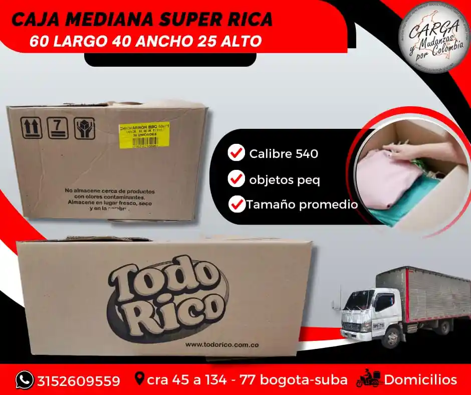 Caja De Carton Mediana Super Rica Negra 59x39x25 Para Mudanza - Empaque Y Embalaje