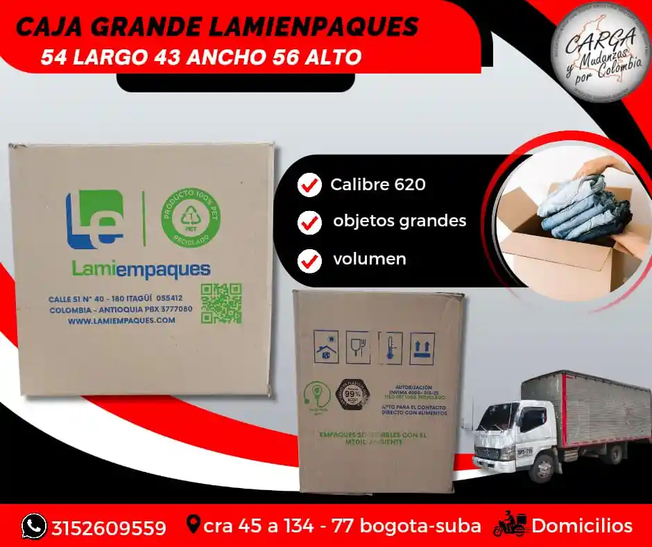 Caja Grande Para Mudanza Lamienpaques 54 Largox42 Ancho 56 X Alto - Embalaje Y Embalaje