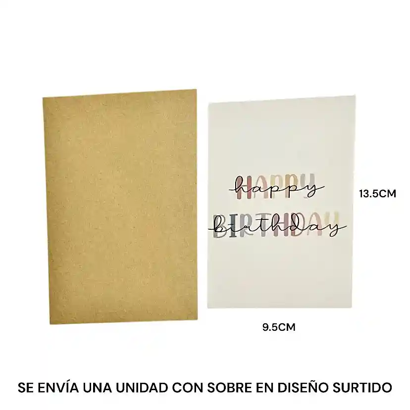 Tarjeta De Feliz Cumpleaños Con Sobre 9.5x13.5cm Diseño Surtido