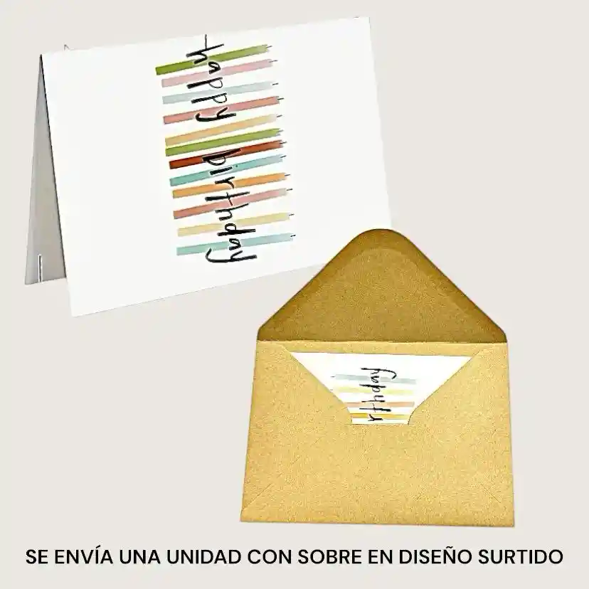 Tarjeta De Feliz Cumpleaños Con Sobre 9.5x13.5cm Diseño Surtido