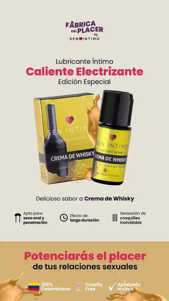 Lubricante Caliente Electrizante Crema De Whisky X 30 Ml Sen Intimo Edición Especial