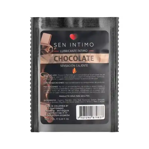 Lubricante Caliente Chocolate Sachet 7 Ml Sen Intimo