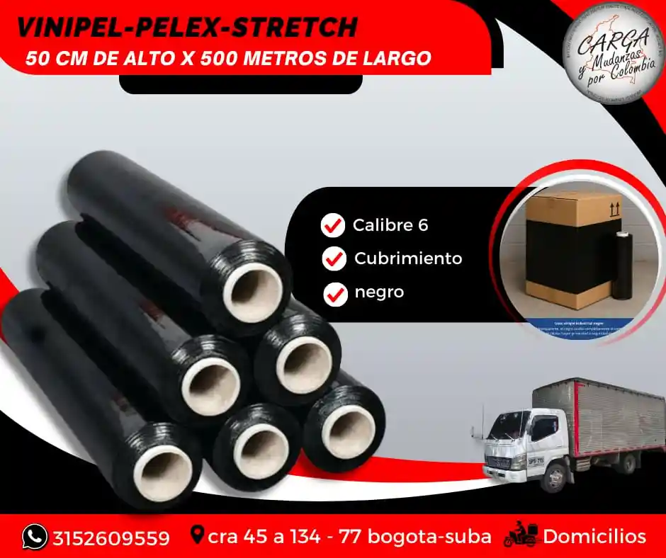 Vinipel-pelex- Stretch Film Negro 50 Cm Alto X 500 Mts Largo - Embalaje Y Embalaje