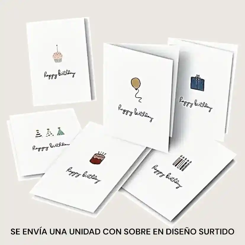 Tarjeta De Feliz Cumpleaños Con Sobre 9.5x12.5cm Diseño Surtido