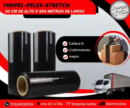 Vinipel-pelex.stretch Film Negro 30 Cm X 500 Mts - Embalaje Y Embalaje Para Mudanza