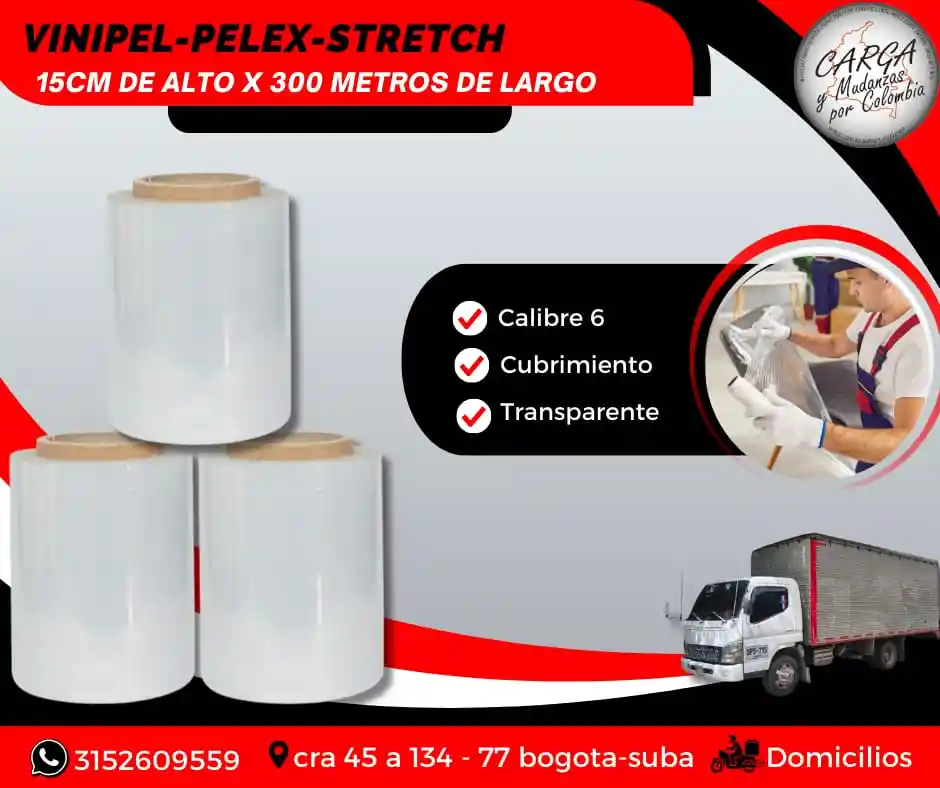 Vinipel-pelex-stretch Film Por Rollo Transparente 15 Cm X 300 Mts - Embalaje Y Empaque De Mudanza