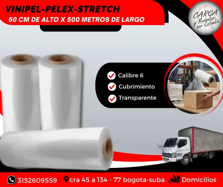 Vinipel-pelex- Stretch Film Por Rollo Transparente 50 Cm X 500 Mts - Embalaje Y Empaque Para Mudanza