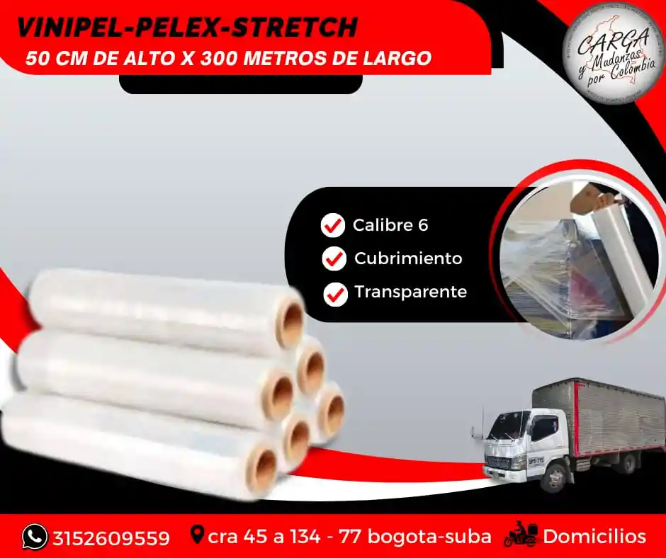 Vinipel -pelex-stretch Film Por Rollo Transparente 50 Cm Alto X 300 Mts Largo - Embalaje Y Empaque De Mudanza