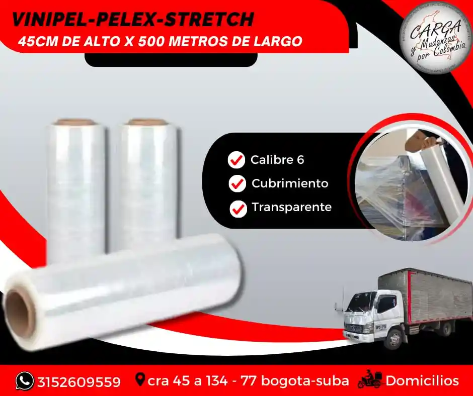 Vinipel-pelex-stretch Film Por Rollo Transparente 45 Cm Alto X 500 Mts Largo - Embalaje Y Embalaje Para Mudanza
