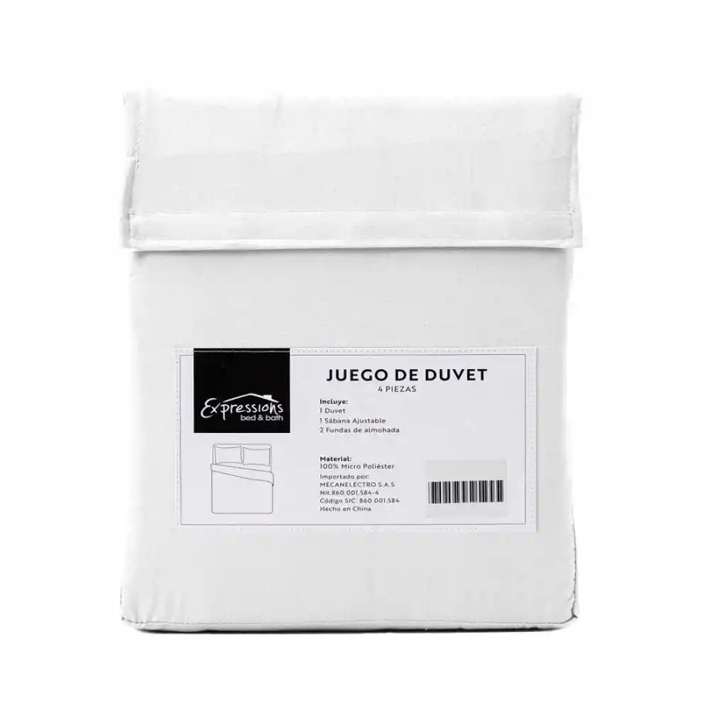 Juego De Duvet Expressions Doble 202x232cm Blanco 100% Poliest