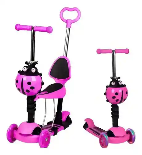 Patineta Mariquita 5 En 1 Para Niños Asiento Removible Rosa