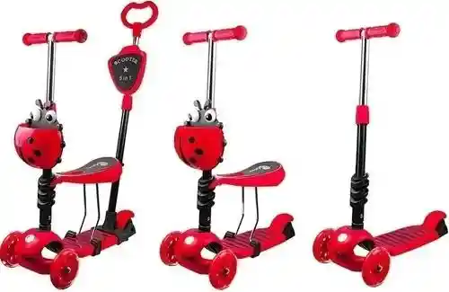 Patineta Mariquita 5 En 1 Para Niños Asiento Removible Rosa