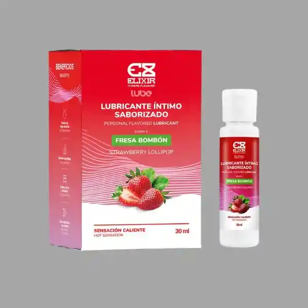 Lubricante Caliente Sabor Fresa Bombón 30 Ml Elixir