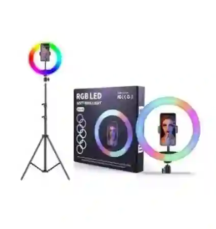 Aro De Luz 26cm Rgb + Trípode 2mts