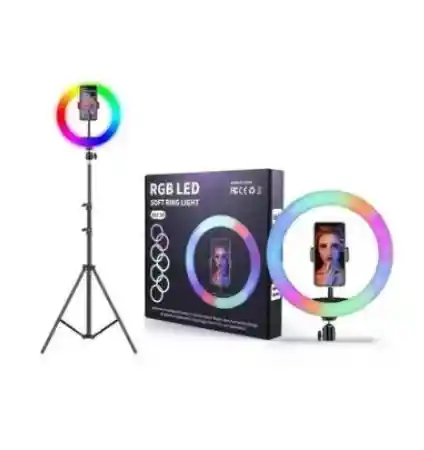 Aro De Luz 26cm Rgb + Trípode 2mts