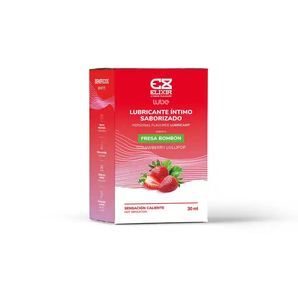 Lubricante Caliente Sabor Fresa Bombón 30 Ml Elixir