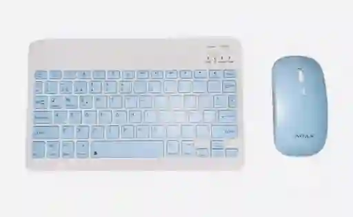 Teclado Con Mouse Inhalambrico Blanco Azul Baby Marca Aoas Ref As110