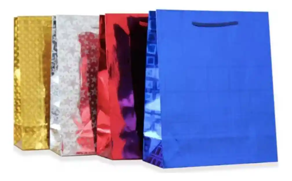 Bolsa De Regalo Metalizada 27 X 23 X 8 Cm Mediana