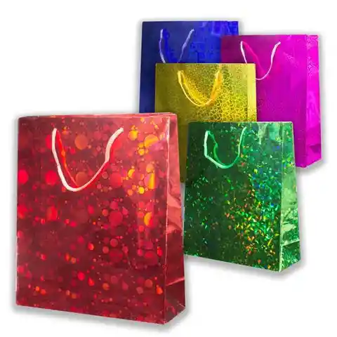 Bolsa De Regalo Metalizada 27 X 23 X 8 Cm Mediana