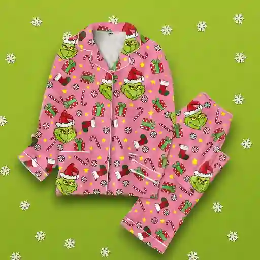 Navidad Pijama Botón Grinch Talla Única