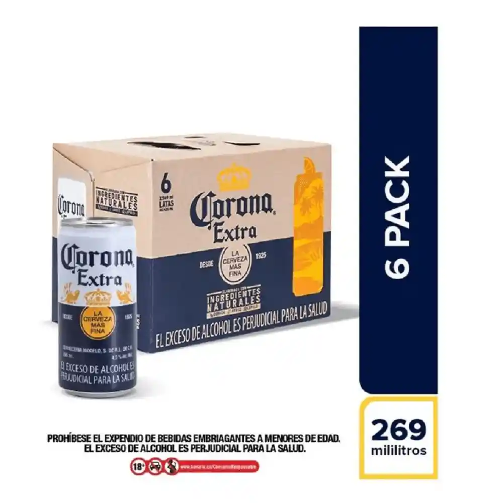 Cerveza Corona Extra 269 Ml X6 Unds