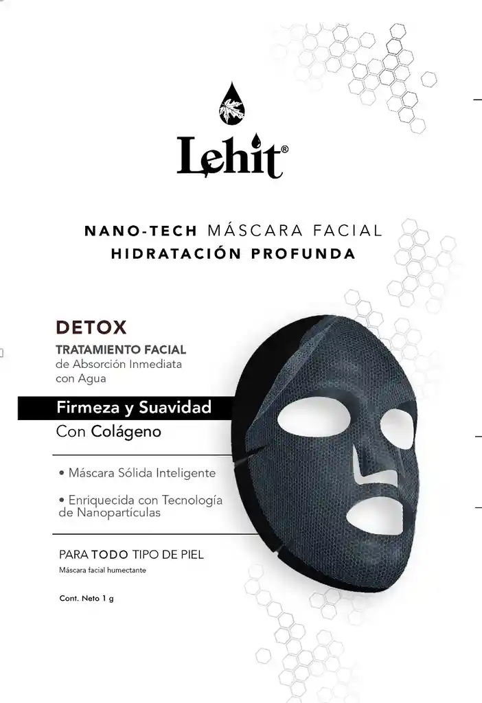 Máscara Facial Nano-tech Hidratación Profunda Detox X1 Gr Lehit Sachet