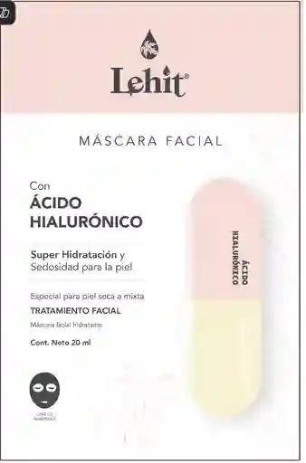 Máscara Facial Con Acido Hialurónico - Especial Para Piel Seca A Mixta X20 Ml Lehit Sachet